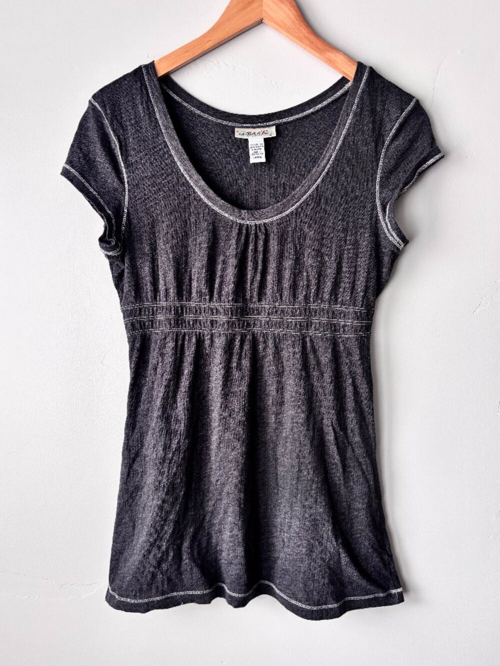 VTG Y2K Belle Du Jour Babydoll Top Contrast Stitch Fairy Grunge Coquette Large